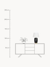 Grote keramische tafellamp Leandra, Lampvoet: keramiek, Lampenkap: textiel, Voetstuk: vermessingd metaal, Zwart, messingkleurig, wit, Ø 36 x H 57 cm