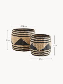 Set de cestas de jacinto de agua Pyramid, 2 uds., Estructura: metal, Negro, beige, Set de diferentes tamaños