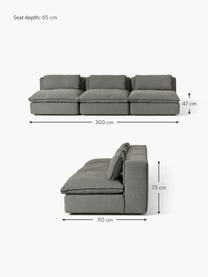 Modulares Sofa Felix (3-Sitzer), Bezug: 100 % Polyester Der strap, Gestell: Massives Kiefern- und Fic, Füße: Kunststoff Dieses Produkt, Webstoff Dunkelgrau, B 300 x T 110 cm