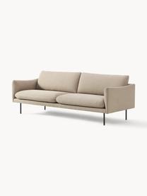 Sofa Moby (3-Sitzer), Bezug: Polyester Der hochwertige, Gestell: Massives Kiefernholz, Füße: Metall, pulverbeschichtet, Webstoff Beige, B 220 x T 95 cm