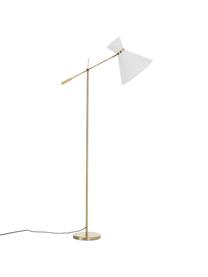 Retro leeslamp Audrey met XXL stoffen lampenkap, Lampenkap: textiel, Lampvoet: gegalvaniseerd metaal, Wit, goudkleurig, B 79 cm x H 176 cm