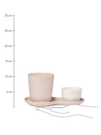 Plateau apéritif en porcelaine rose mat/brillant Roseberry, 3 élém., Blanc cassé, rose