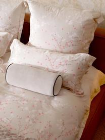 Funda nórdica de satén estampada Sakura, Beige claro, rosa claro, blanco, Cama 180/200 cm (260 x 240 cm)