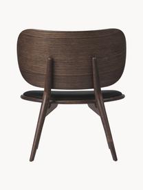 Kožená židle s dřevěnými nohami Rock, ručně vyrobená, Černá, dubové dřevo, tmavá, Š 65 cm, H 69 cm