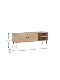 Credenza bassa in legno di mango Larry, Gambe: metallo verniciato, Marrone, Larg. 140 x Alt. 55 cm