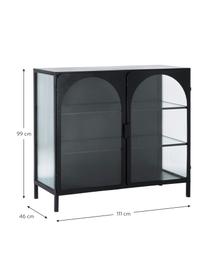 Vitrina de vidrio Nerissa, Estructura: metal epoxidado y con pin, Negro, transparente, An 111 x Al 99 cm