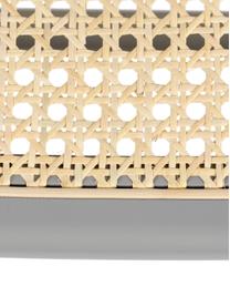 Lichtgrijze barkruk Jort met Weens vlechtwerk, Zitvlak: rotan, Frame: massief berkenhout, gelak, Poten: gepoedercoat staal, Grijs, 47 x 106 cm
