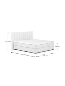 Premium Boxspringbett Lacey in Hellgrau, Matratze: 7-Zonen-Taschenfederkern , Füße: Massives Buchenholz, lack, Webstoff Hellgrau, 140 x 200 cm