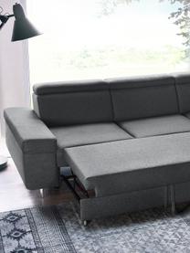 Sofa narożna z funkcją spania Espace, Tapicerka: 100% aksamit poliestrowy, Nogi: metal lakierowany, Ciemny szary, S 257 x G 182 cm