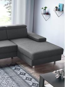 Sofa narożna z funkcją spania Espace, Tapicerka: 100% aksamit poliestrowy, Nogi: metal lakierowany, Ciemny szary, S 257 x G 182 cm