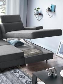 Sofa narożna z funkcją spania Espace, Tapicerka: 100% aksamit poliestrowy, Nogi: metal lakierowany, Ciemny szary, S 257 x G 182 cm