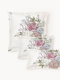 Baumwollsatin-Kopfkissenbezug Margot mit Blumen-Print, Webart: Satin Fadendichte 210 TC,, Off-White, Hellbeige, B 40 x L 80 cm