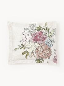 Baumwollsatin-Kopfkissenbezug Margot mit Blumen-Print, Webart: Satin Fadendichte 210 TC,, Off-White, Hellbeige, B 40 x L 80 cm