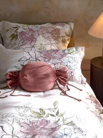 Taie d'oreiller en satin de coton à motif floral Margot, Blanc cassé, beige clair, larg. 50 x long. 70 cm