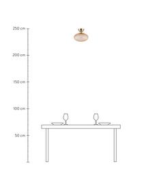 Kleine plafondlamp Jackson van glas, Lampenkap: glas, Baldakijn: vermessingd metaal, Amberkleurig, messingkleurig, Ø 28 x H 25 cm