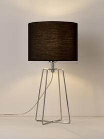 Tafellamp Karolina, Lamp: vermessingd metaal, Zwart, chroomkleurig, B 91 x H 34 cm