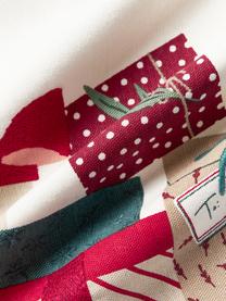 Bestickte Baumwoll-Kissenhülle Aldora mit weihnachtlichem Motiv, 100 % Baumwolle, Weiss, Bunt, B 45 x L 45 cm