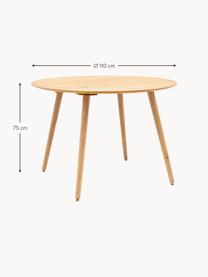 Okrągły stół do jadalni z drewna dębowego Hatfield, Ø 110 cm, Blat: drewno kauczukowe z forni, Nogi: płyta pilśniowa średniej , Drewno dębowe, Ø 110 cm