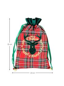 Bolsas regales Merry Christmas, 35 cm, 2 uds., Poliéster, algodón, Verde, rojo y negro a cuadros, An 22 x L 35 cm