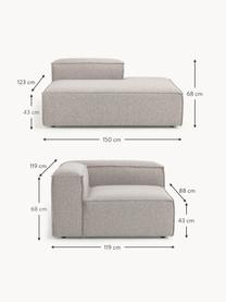 Chaise lounge componibile in bouclé Lennon, Rivestimento: bouclé (100% poliestere) , Struttura: legno di pino massiccio, , Piedini: plastica Questo prodotto , Bouclé taupe, Larg. 269 x Prof. 119 cm, schienale a destra