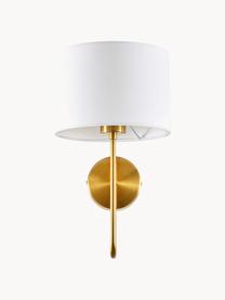 Wandlamp Montreal, Lampenkap: textiel, Frame: gegalvaniseerd metaal, Wit, goudkleurig, D 23 x H 36 cm