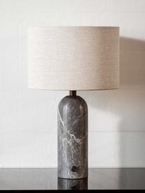 Lampada da tavolo grande con luce regolabile e base in marmo Gravity, varie misure, Paralume: tessuto, Beige chiaro, grigio scuro marmorizzato, Ø 41 x Alt. 65 cm