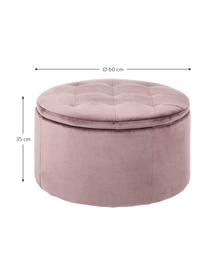 Pouf coffre en velours rose Retina, Vieux rose, Ø 60 x haut. 35 cm