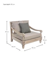 Garten-Loungesessel Bali aus Teakholz, Rahmen: Teakholz, FSC-zertifizier, Akazienholz, Grau, B 90 x T 90 cm