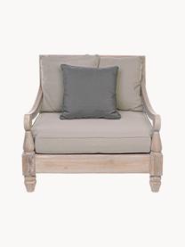 Tuin loungefauteuil Bali van teakhout, Frame: teakhout, FSC-gecertifice, Bekleding: 100% polyester, UV- en wa, Geweven stof greige, donkergrijs, teakhout, B 90 x D 90 cm