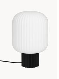 Kleine tafellamp Lolly, Lampenkap: opaalglas, Lampvoet: gepoedercoat metaal, Wit, zwart, Ø 20 x H 30 cm