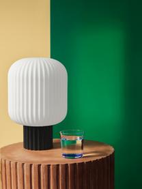 Lámpara de mesa pequeña Lolly, Pantalla: vidrio opalino, Cable: cubierto en tela, Blanco, negro, Ø 20 x Al 30 cm