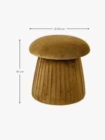 Pouf in velluto Roberta, Rivestimento: velluto (poliestere) Con , Struttura: pannello MDF (fibra a med, Velluto giallo ocra, Ø 44 x Alt. 45 cm