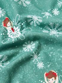 Dubbelzijdige kussenhoes Dancer met winters motief, Bekleding: 100% katoen, Turquoise, wit, rood, B 45 x L 45 cm