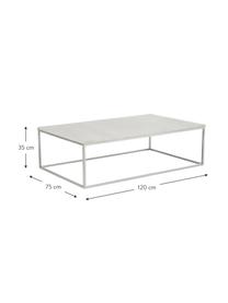 Velký mramorový konferenční stolek Alys, Bílá, mramorovaná, stříbrná, Š 120 cm, H 75 cm