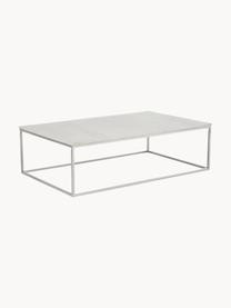 Grande table basse en marbre Alys, Blanc, marbré, argenté, larg. 120 x prof. 75 cm