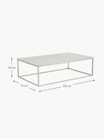 Grosser Marmor-Couchtisch Alys, Tischplatte: Marmor, Gestell: Metall, pulverbeschichtet, Weiss, marmoriert, Silberfarben, B 120 x T 75 cm