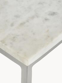 Grote marmeren salontafel Alys, Tafelblad: marmer, Frame: gepoedercoat metaal, Wit, gemarmerd, zilverkleurig, B 120 x H 75 cm