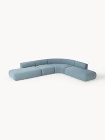 Modulares Bouclé-Ecksofa Sofia (4-Sitzer), Bezug: Bouclé (100 % Polyester) , Gestell: Fichtenholz, Spanplatte, , Bouclé Blau, B 385 x T 298 cm