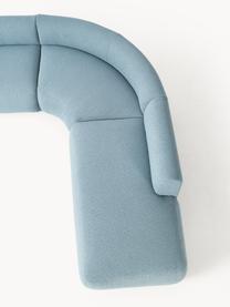 Canapé d'angle modulable 4 places en tissu bouclé Sofia, Bouclé bleu, larg. 385 x prof. 298 cm