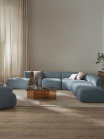 Canapé d'angle modulable 4 places en tissu bouclé Sofia, Bouclé bleu, larg. 385 x prof. 298 cm