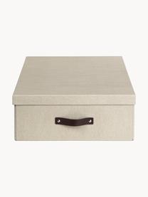 Caja Karolin, Caja: cartón rígido, Asa: cuero, Beige claro, marrón oscuro, An 39 x F 56 cm
