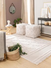 Tapis en coton ethnique Oslo Dimonds, Blanc crème, beige