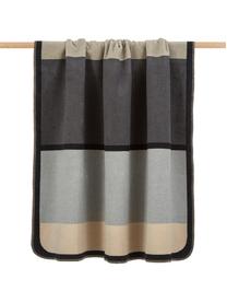 Plaid reversibile Deux, 65% cotone, 35% poliacrilico, Grigio, nero, beige, P 150 x L 200 cm