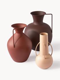 Set de jarrones artesanales Roman, 3 uds., Hierro con pintura en polvo, Rojo indio, beige, marrón, Set de diferentes tamaños