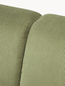 Cord-Ecksofa Melva (4-Sitzer), Bezug: Cord (92% Polyester, 8% P, Gestell: Massives Kiefernholz, Spa, Füße: Kunststoff Dieses Produkt, Cord Olivgrün, B 319 x T 195 cm, Eckteil links