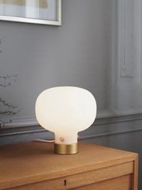 Lámpara de mesa Raito, Vidrio opalino, metal, Blanco opalino, latón, Ø 20 x Al 21 cm
