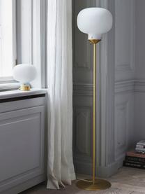 Lampa stołowa Raito, Szkło opalowe, metal, Biały, opalowy, odcienie mosiądzu, Ø 20 x W 21 cm