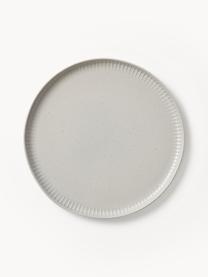 Assiettes plates motif chiné avec relief Rhea, 4 pièces, Grès cérame, Gris clair, Ø 28 x haut. 2 cm