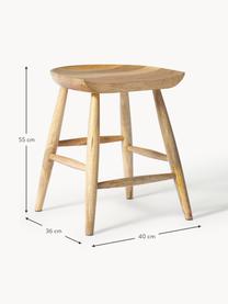 Tabouret en manguier Nino, Bois de manguier massif, laqué, Manguier, larg. 40 x haut. 55 cm