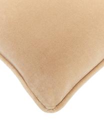 Housse de coussin rectangulaire velours brun clair Dana, 100 % velours de coton, Brun clair, larg. 30 x long. 50 cm